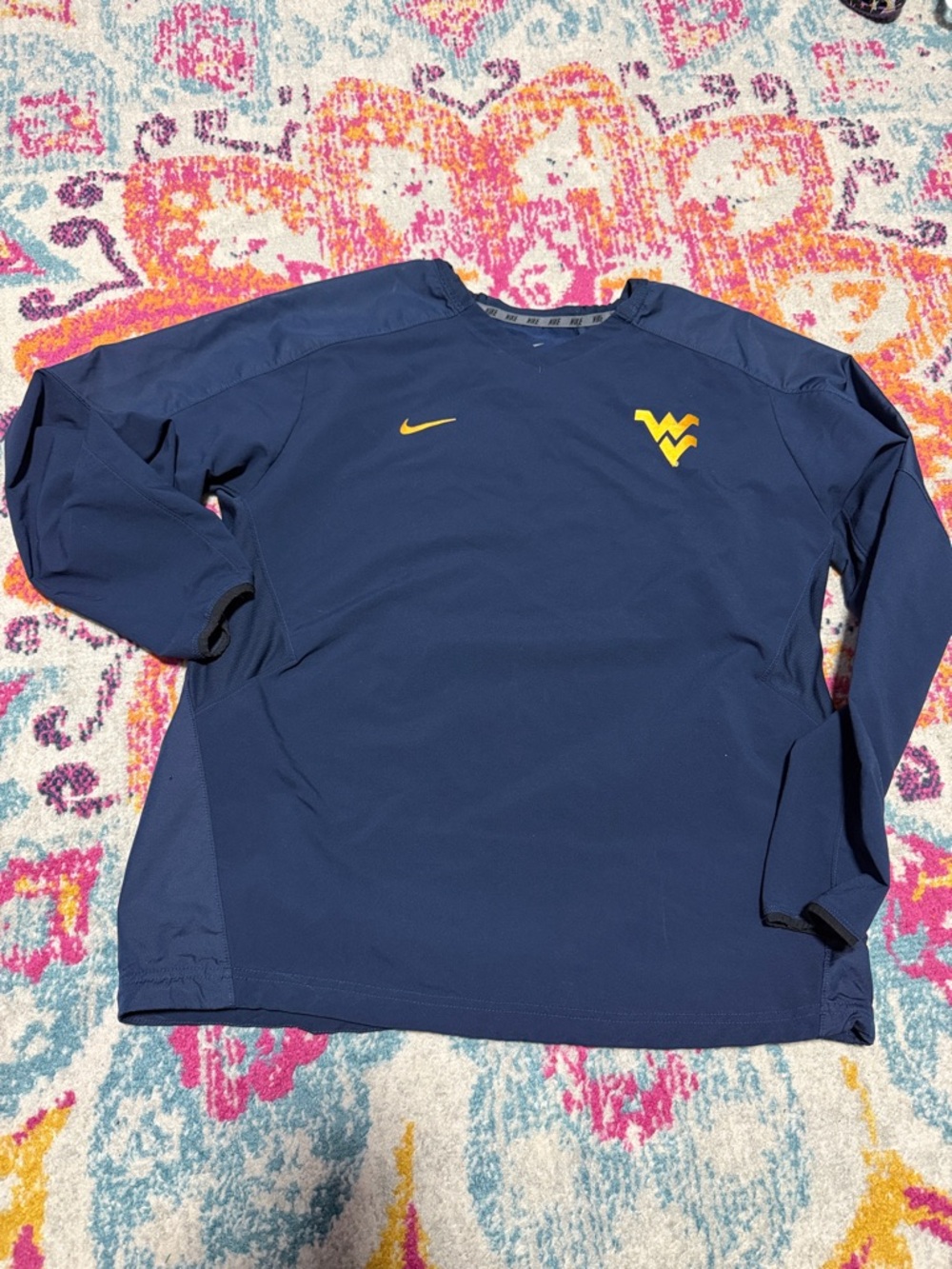 Nike Navy West Virginia Mountaineers Long Sleeve Pullover with Gold Logos